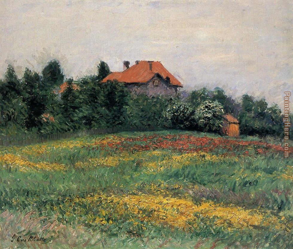 Norman Landscape painting - Gustave Caillebotte Norman Landscape art painting